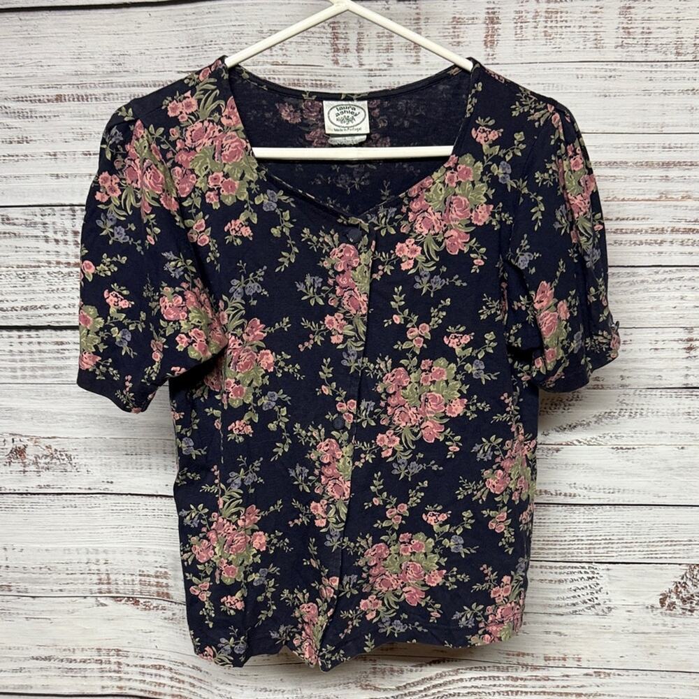 Vintage 80s Laura Ashley Cottagecore Floral Top Medium
